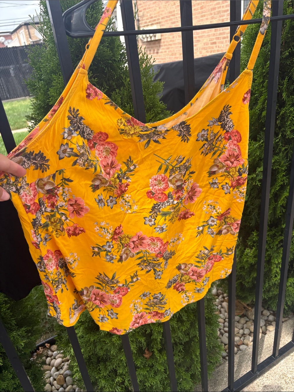 Yellow Floral Spaghetti-Strap Women's Tank Top
